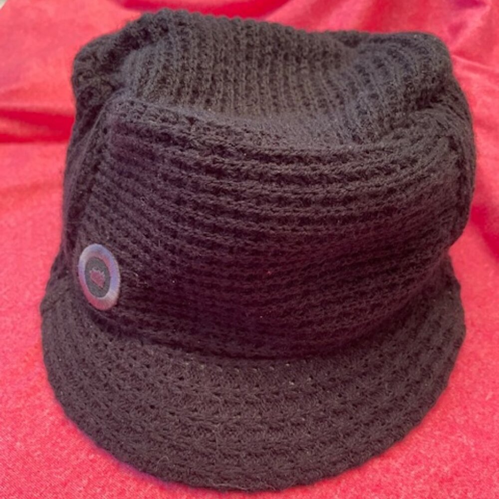Paul Frank Woman Black Knit Brim Beanie Hat 2003 Made in USA | RARE FIND